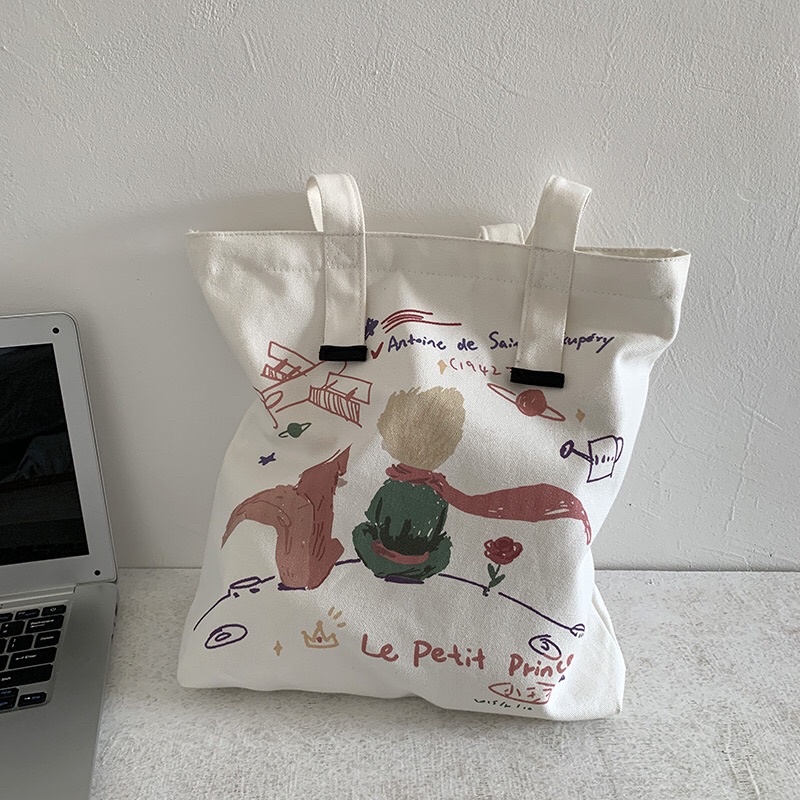 Túi Tote Vải Canvas Đeo Vai Le Petit Prince Xinh Dễ Thương 2021