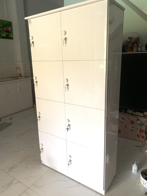 Tủ locker nhựa đài loan 84x160 trắng trơn