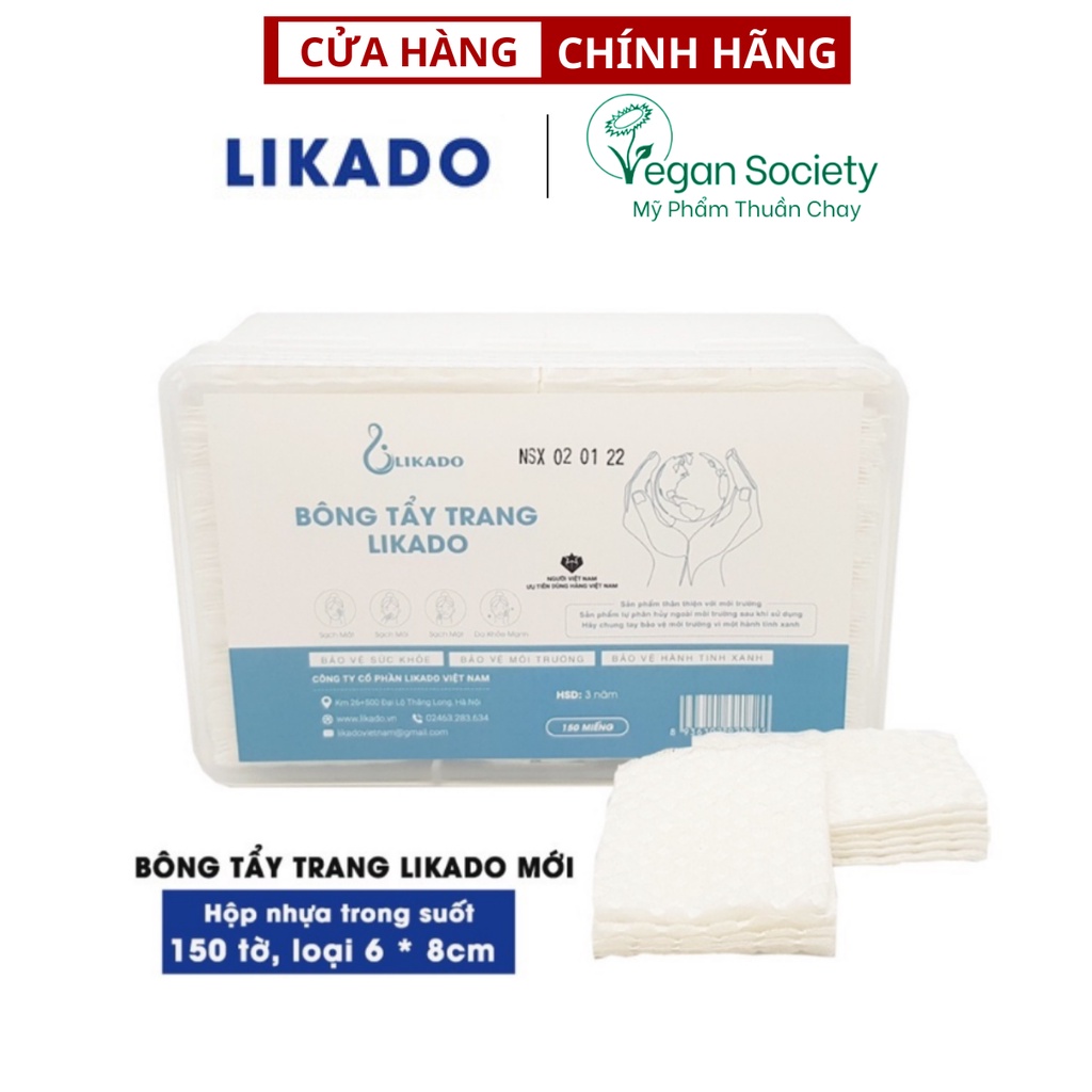 Bông tẩy trang Likado dạng hộp 150 miếng