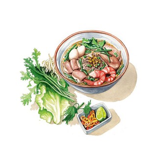 Tranh treo tường Canvas trang trí đồ ăn Việt Nam kích thước 21x30 ( kèm theo khung )