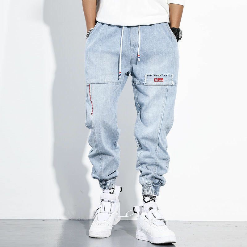 Quần Jeans Jogger Nam Cạp Chun Bó Ống Phong Cách HIPHOP STREETWEAR Ulzzang đi chơi tập gym | BigBuy360 - bigbuy360.vn