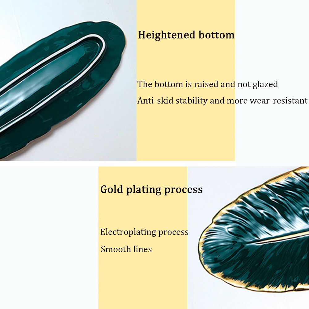 Khay Sứ Hình Lá Chuối Mạ Vàng Sang Trọng Dùng Đựng Trái Cây/ Món Tráng Miệng