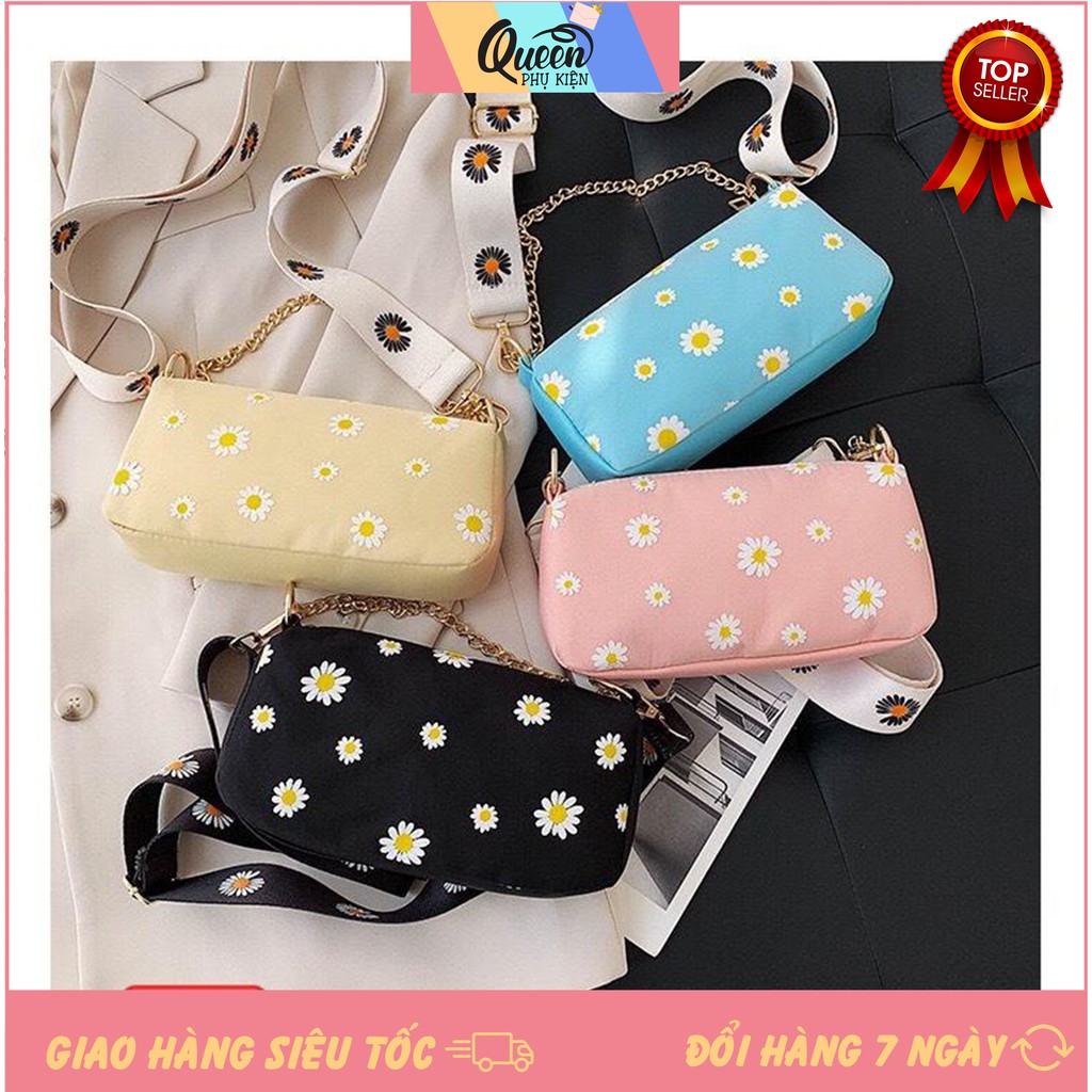 Túi Xách Dự Tiệc Đeo Chéo Dây Xích Hoa Cúc Hot Trend