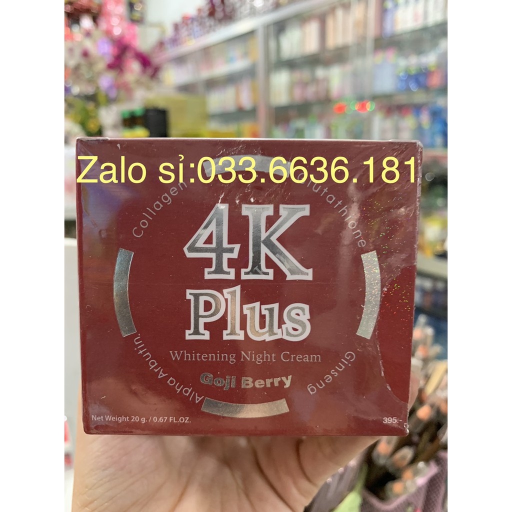 kem 4K PLUS màu đỏ chuẩn hàng Thái Lan giúp dưỡng trắng da,ngăn ngừa mụn ,nám,căng mịn da,chống lão hóa hủ 20g