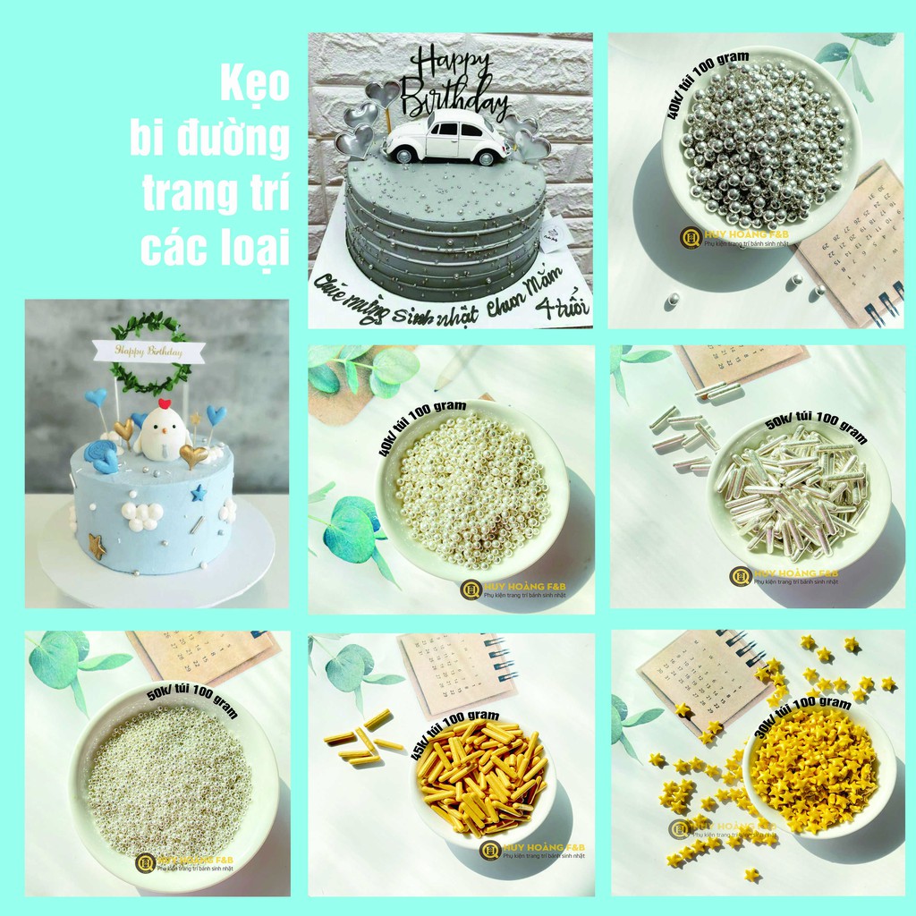 Kẹo đường trang trí bánh kem các loại