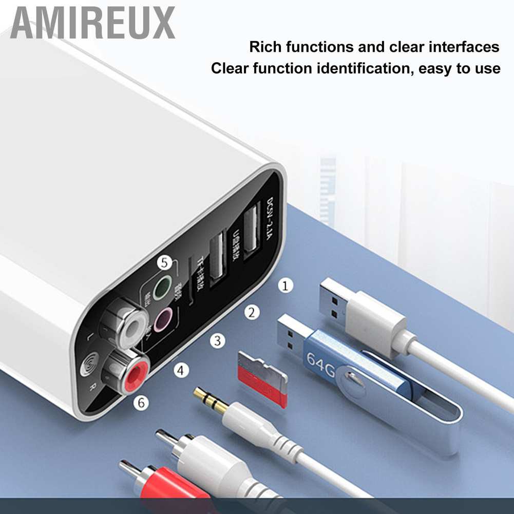 Amireux Bluetooth Adapter 5.0 Receiver Transmitter 3.5mm to Wireless AUX Audio 110‑240V