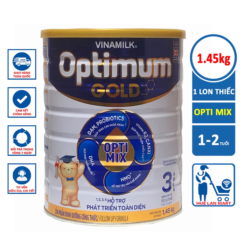 [CHÍNH HÃNG MẪU MỚI] Sữa Bột Vinamilk Optimum Gold Opti MIX Số 3 Hộp 1,45kg