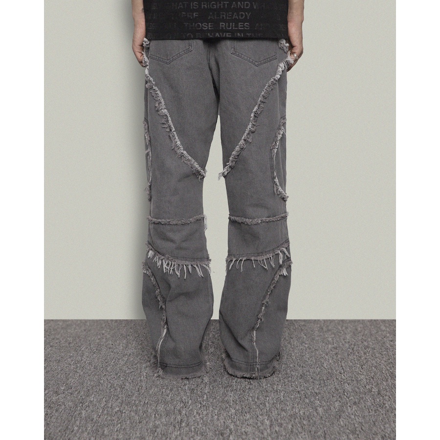 Quần bò cotton "GOLDIE FRAYED-EDGE WASHED" giặt mài 12oz