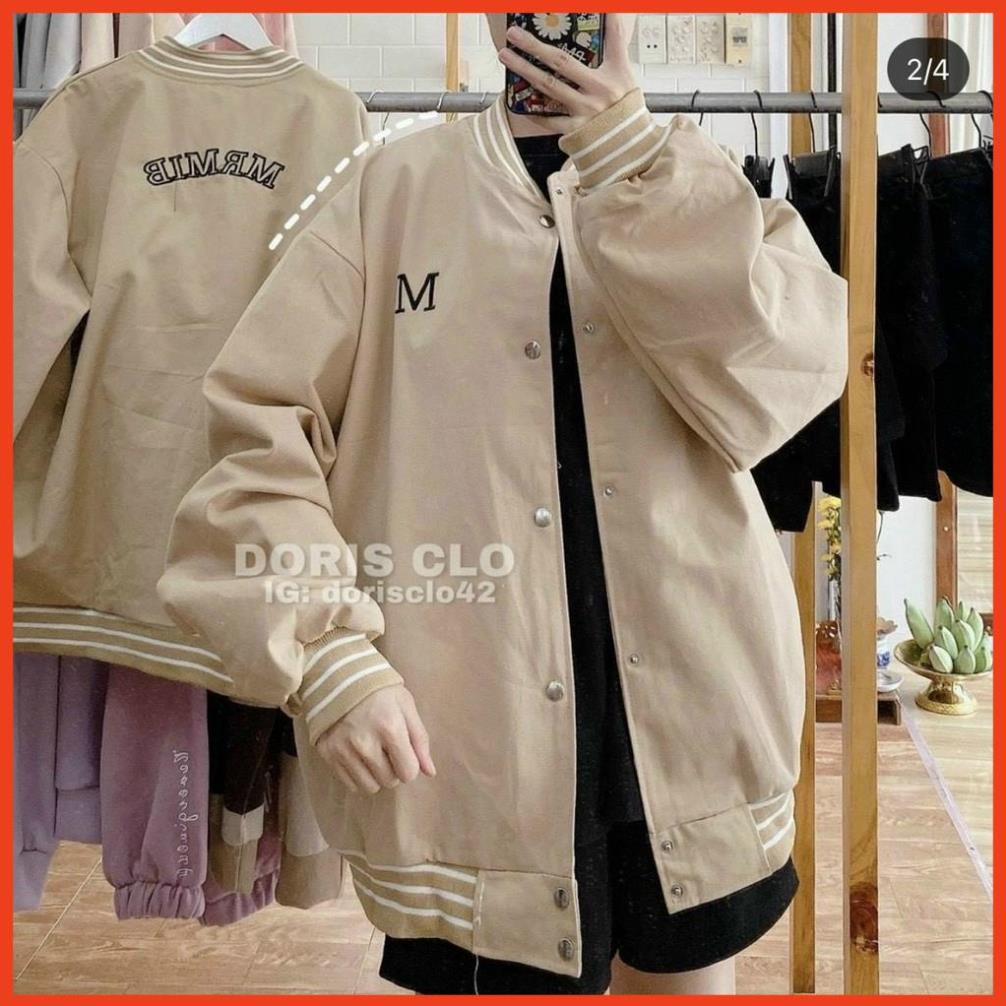 Áo Khoác Bomber Bóng Chày Chữ M Chất Nỉ Phối Viền Tay Cực Đẹp .