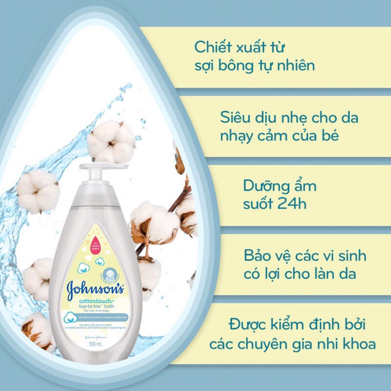 Sữa Tắm gội Toàn thân Johnson Baby 500ml dịu nhẹ