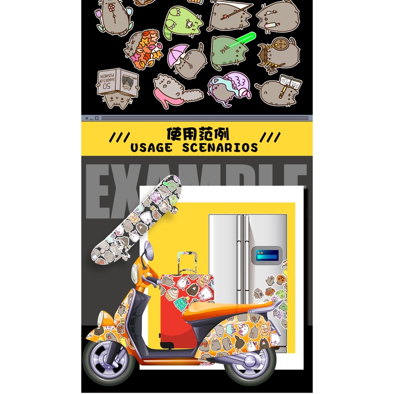 Set 20/40/60 sticker hình dán mèo chống nước dán sổ tay, mũ bảo hiểm, xe máy, bình nước, vali, ván trượt siêu hot