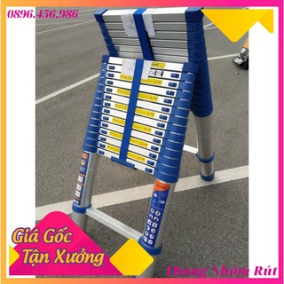 Thang nhôm rút 3m8. thang rút 3m8. thang nhôm rút gọn 3m8