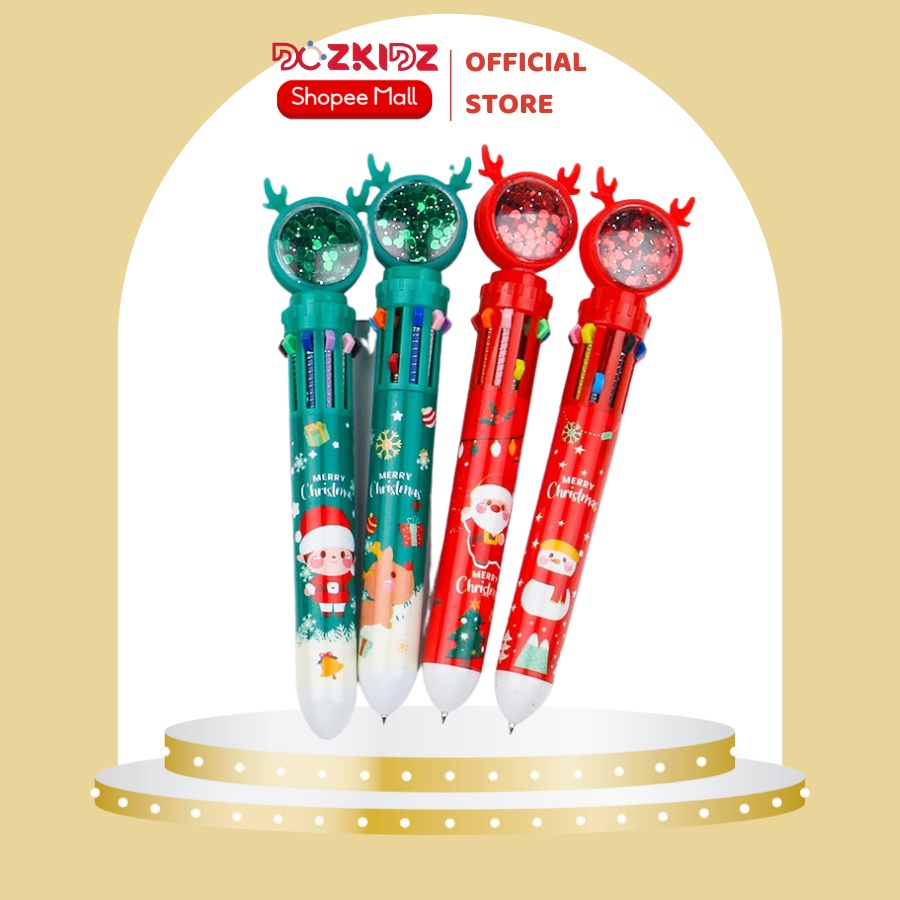 Đồ chơi mỹ thuật 1 bút 10 ngòi họa tiết Noel, đồ chơi trẻ em, quà tặng Giáng Sinh dễ thương cho học sinh - Dozkidz
