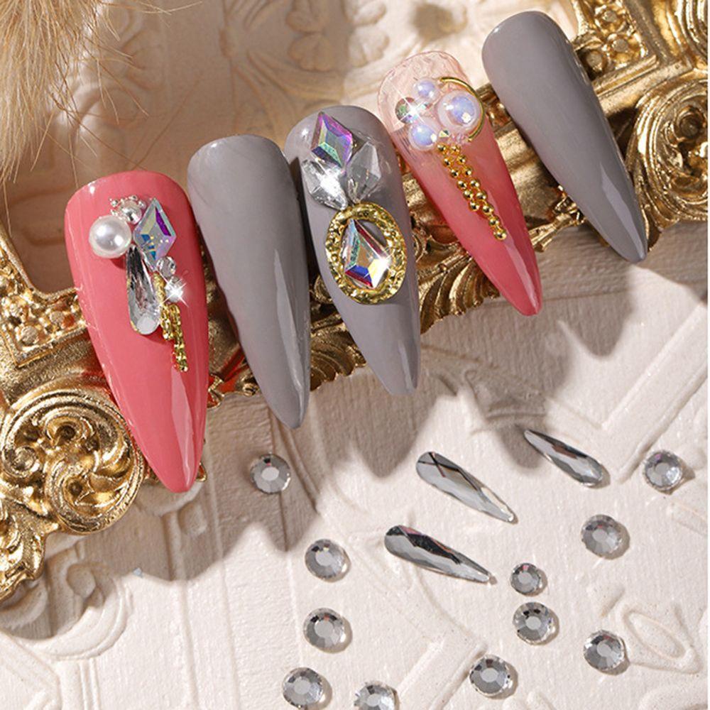 Phụ Kiện Trang Trí Móng Tay Nghệ Thuật Chống Rơi Tiện Dụng|6 Lưới Sáng Bóng AB Tự Làm Lưng Phẳng|Phụ Kiện Trang Trí Hình Dạng Độc Đáo Sáng Tạo