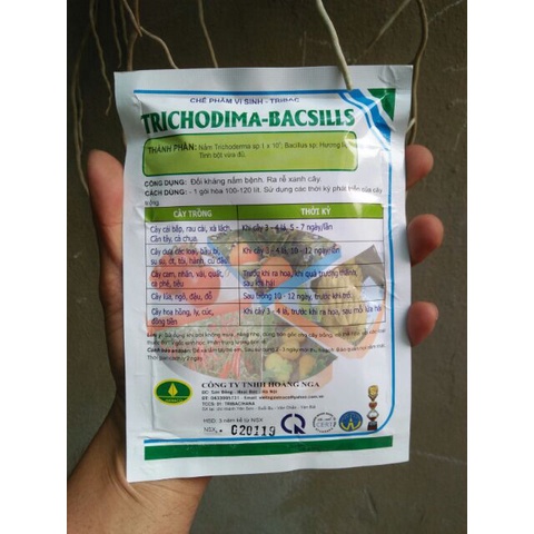 Nấm Trichoderma - Bacillus (Nấm đối kháng) Gói 100 gam phòng trừ nứt thân sì mủ, vàng lá thối rễ.