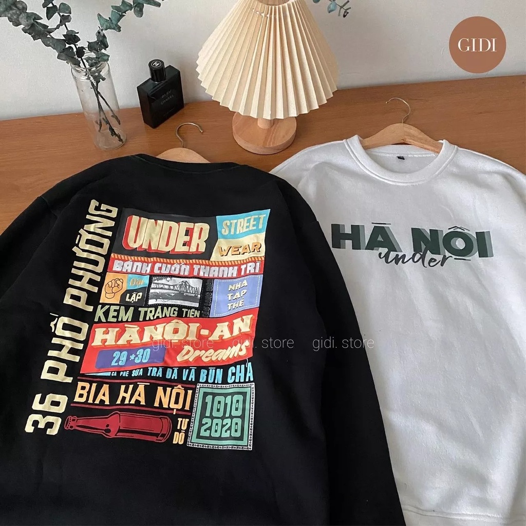 Áo hoodie sweater nỉ bông hà nội unisex form rộng