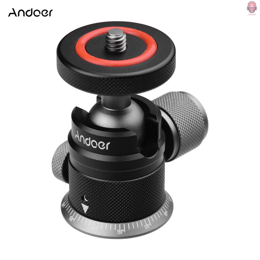 Đầu bi Andoer chất liệu hợp kim nhôm xoay 360 độ kèm đế đỡ 1 / 4 cho máy ảnh Dslr