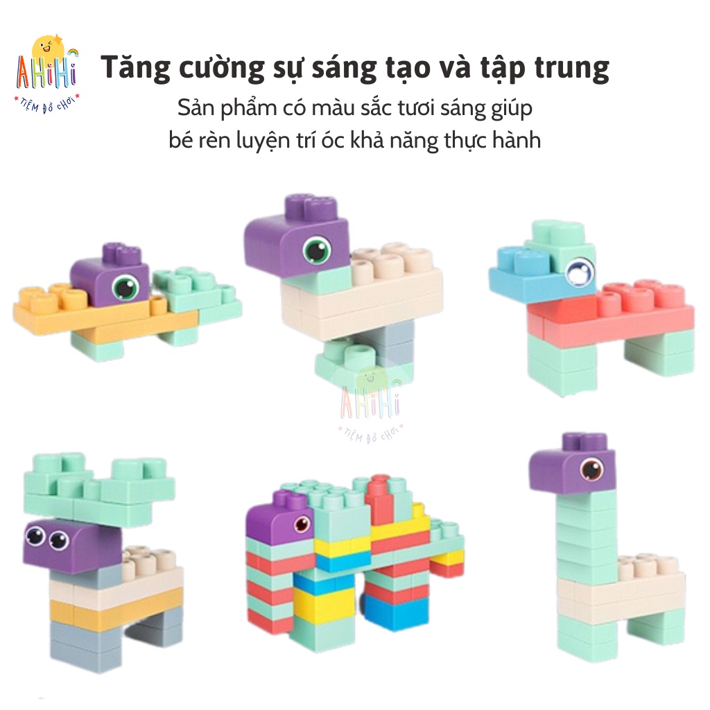 Đồ Chơi Xếp Hình Thông Minh Ahihi - Chất Liệu Nhựa Dẻo An Toàn - Miếng Ghép To - Có Hộp Đựng