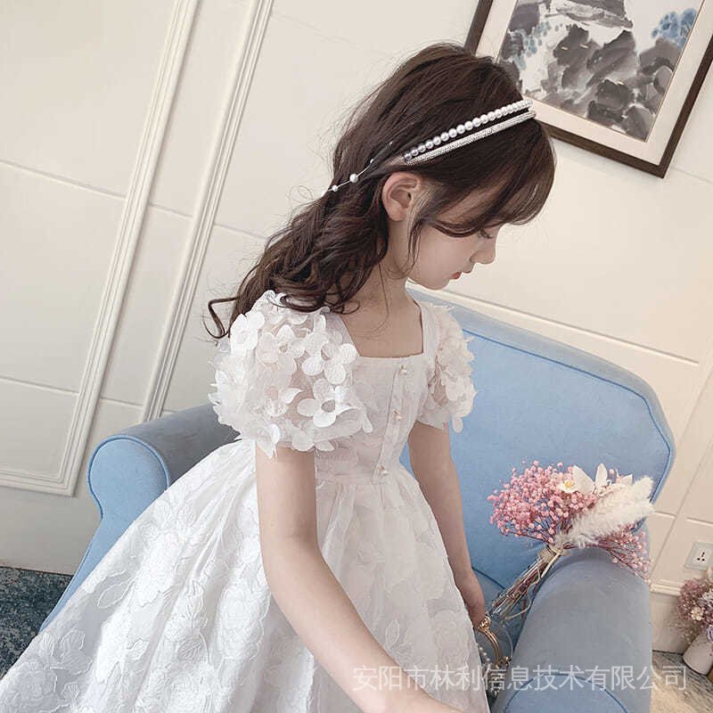 Đầm Công Chúa Cổ Vuông Tay Ngắn Thời Trang Dành Cho Bé Gái 5-12 Tuổi / 6 Tuổi / 5-12 Tuổi