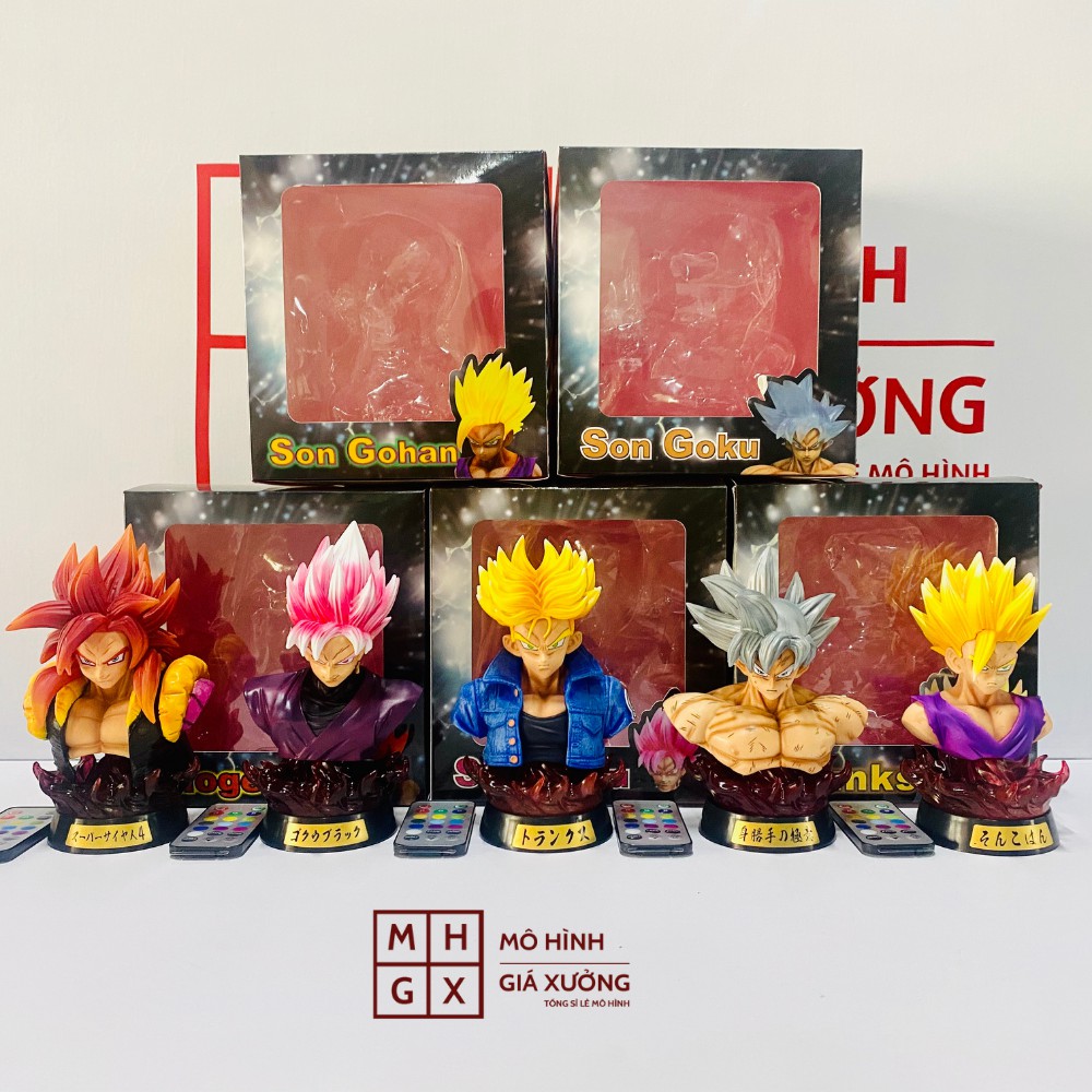 Mô hình Dragon Ball SonGoku , SonGohan , Gogeta , Trunks bán thân + có led cao 16-18cm , figure 7 viên ngọc rồng sogoku