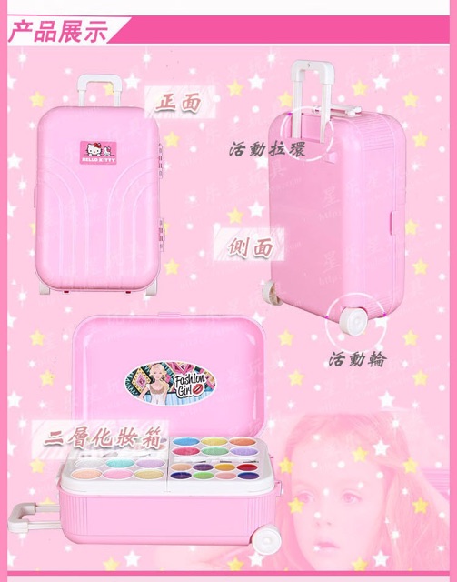 Vali trang điểm hello kitty đồ chơi trang điểm thật cho bé và búp bê