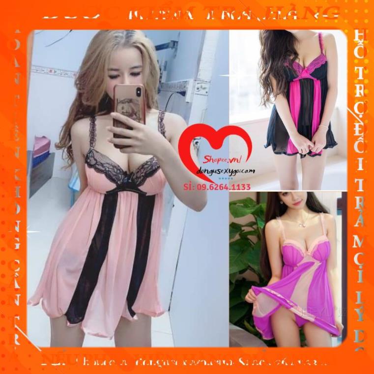 Váy Ngủ Sexy Ren Có Đệm Nâng Ngực Gợi Cảm Quyến Rũ Sắc Màu Tươi Trẻ Quyến Rũ - ( VÁY PHỐI MÀU). vuongca