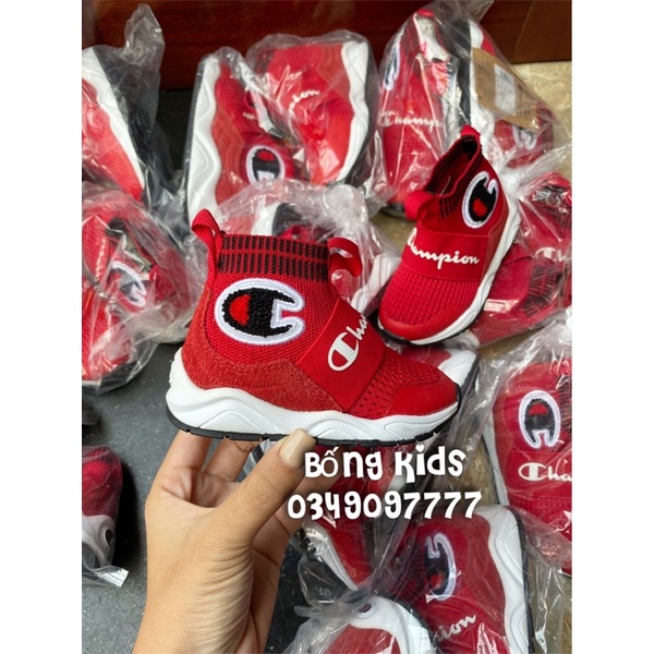 Giày Sneakers Cổ Chun Bé Trai &amp; Bé Gái Logo C Đỏ Ch@mpion