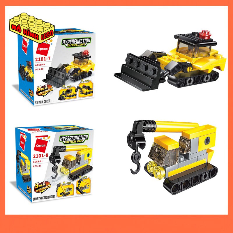 Đồ chơi xếp hình lego giá rẻ 3 trong 1 Qman 2101 mô hình xe, máy bay, khủng long sáng tạo cho bé