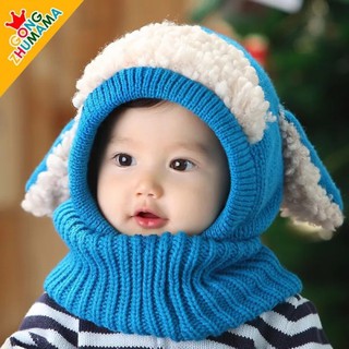 Mũ Len Kín Đầu Bịt Tai Liền Khăn Cho Bé