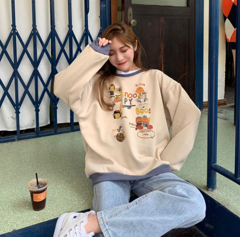 Áo Nỉ Nữ Dài Tay Có Mũ Thời Trang Hàn