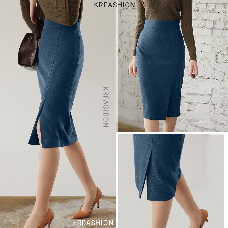 Chân váy dài Xẻ tà Trước công sở dáng dài SK109- Váy 2 lớp, KRfashion bút chì Cao cấp style Hàn Quốc đẹp thanh lịch
