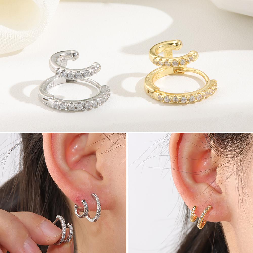 Khuyên Tai Hai Lớp Gắn Sụn Tai Thời Trang 1 Cho Nữ