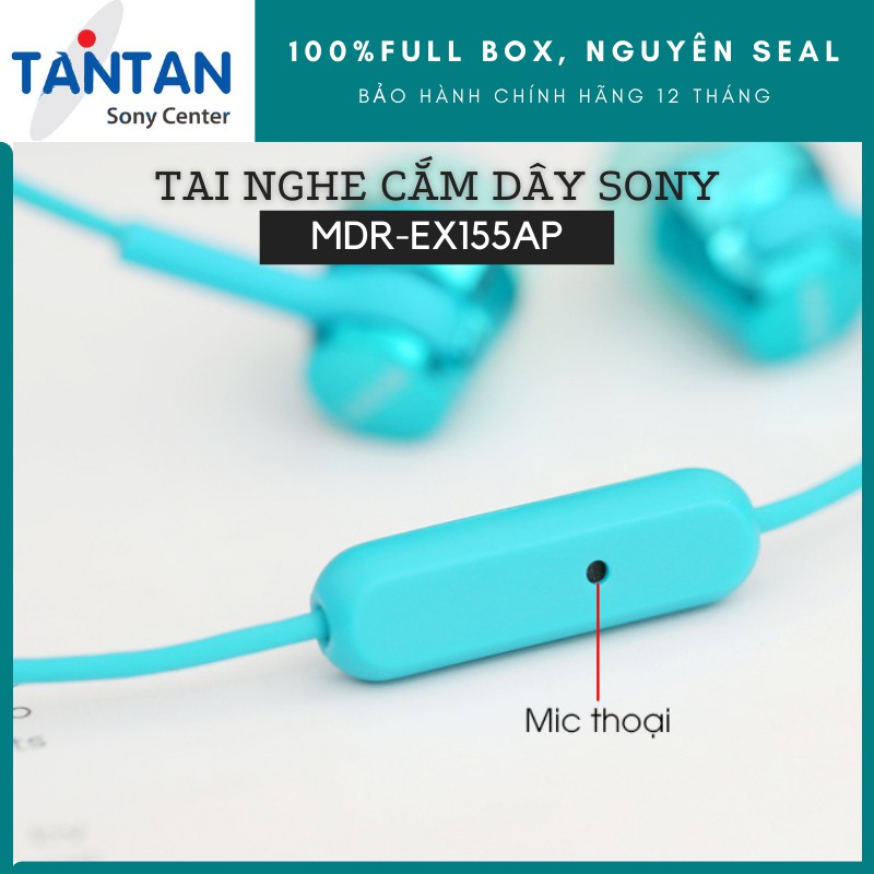 Tai nghe NHÉT TAI Sony MDR-EX155AP | FREESHIP | Loa Dynamic 9mm - Đeo thoải mái - Dải âm tần cao - Độ nhạy 103dB/mW