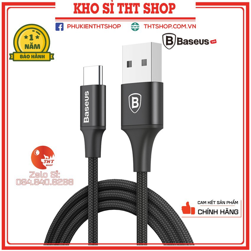 [Chính Hãng] Cáp sạc Baseus Cafule Type C (Sạc nhanh 3A) cho Samsung S8/S9/Note8/ Note9/Xiaomi/ Huawei/Oppo/Nokia