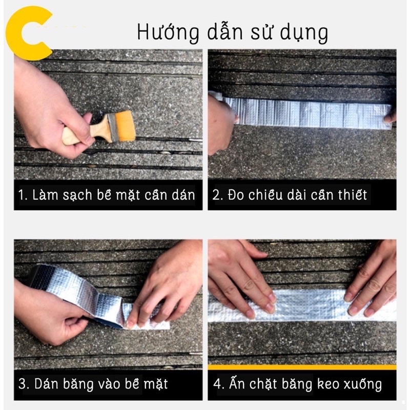 Băng keo chống thấm mái tôn,tường,dán ong nước,dai 5m,rộng 10cm,tongkhominhngyen