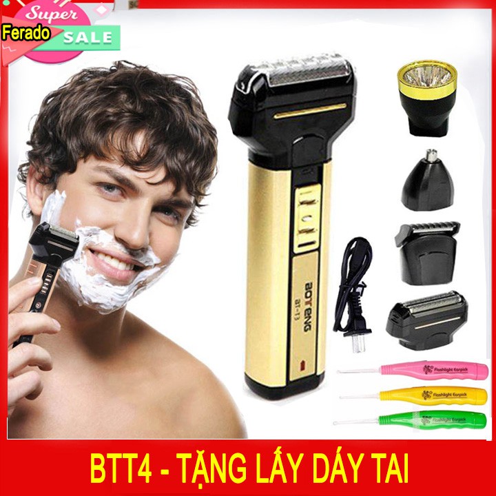 Tông đơ kiêm máy cạo râu BOTENG BT - T3, 4 Trong 1 Tặng lấy dáy tai có đèn