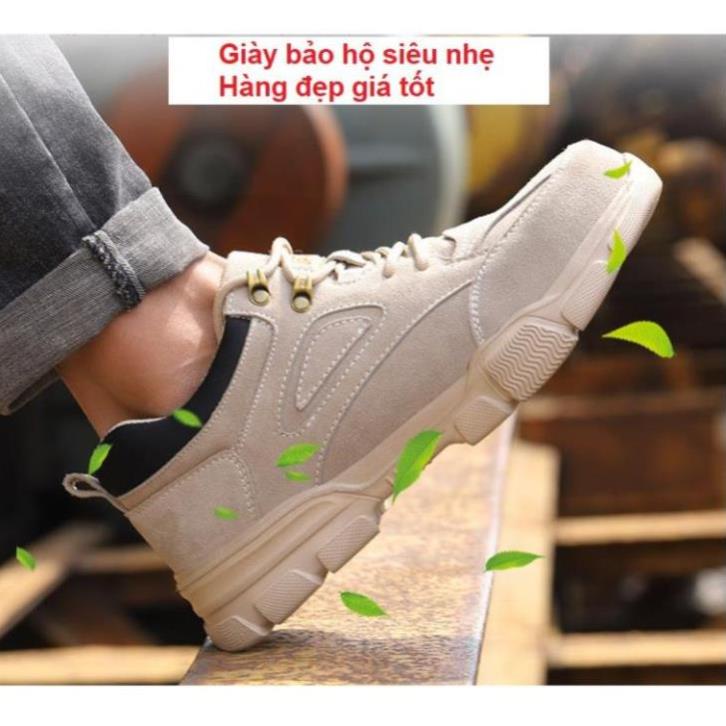 Giày bảo hộ lao động cao cấp siêu nhẹ da thật chống đinh chống va đập cực kì an toàn - chống cháy chống nước -