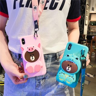 Ốp lưng điện thoại IPHONE Gấu ví hình Thú cho Iphone  6/6s, 6P/6sP, 7/8, 7P/8P, X/Xs/Xsmax (Tặng dây đeo thời trang)