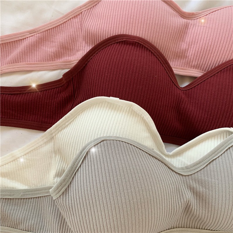 SUXI Áo ngực không dây màu trơn kiểu Hàn Quốc