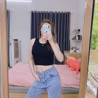 Áo thun Croptop Ba lỗ nữ form ôm Co giãn Basic