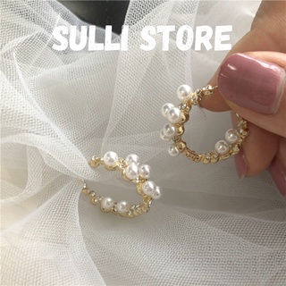  Khuyên tai bông tai tròn đính hạt trai sang chảnh Hàn Quốc Sulli store