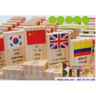 Đồ chơi gỗ Domino cờ 100 quốc gia
