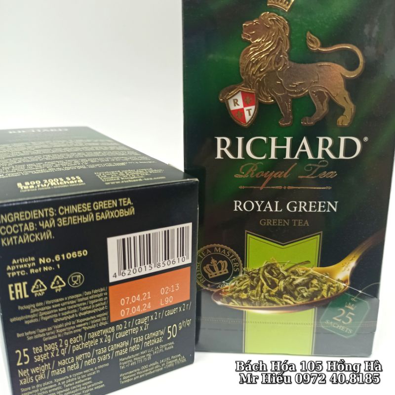 [T3/2023] Trà Richard Royal Tea hộp giấy 25 gói