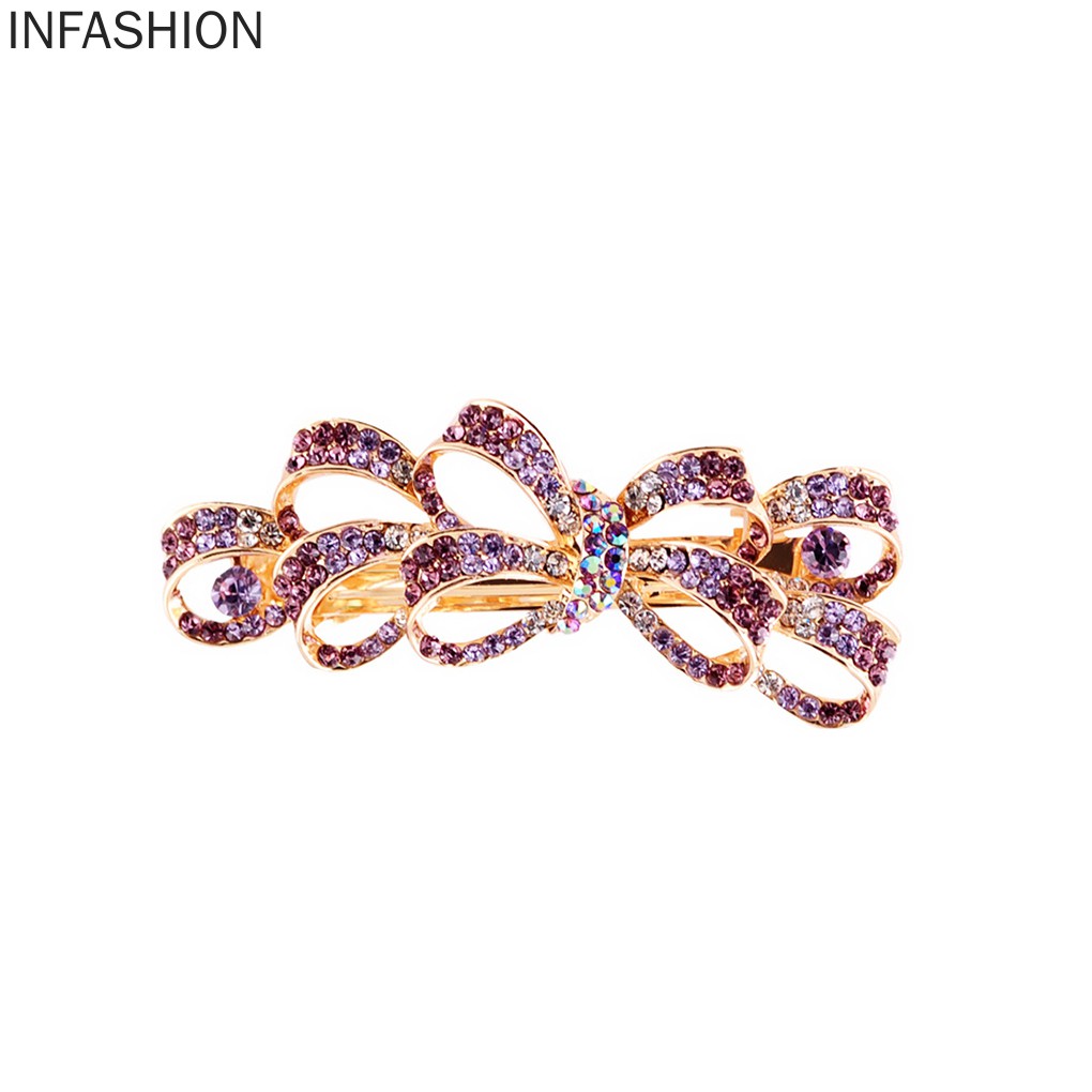 Kẹp Tóc Nơ Đính Đá Chất Liệu Hợp Kim