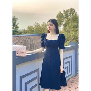 Đầm váy freesize xếp li ngực 2 màu