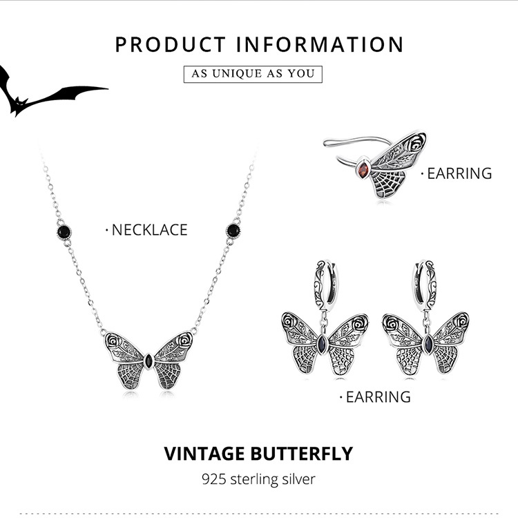 BAMOER Bộ Trang Sức Bằng Bạc 925 Phong Cách Halloween Thời Trang Cho Nữ BSE533