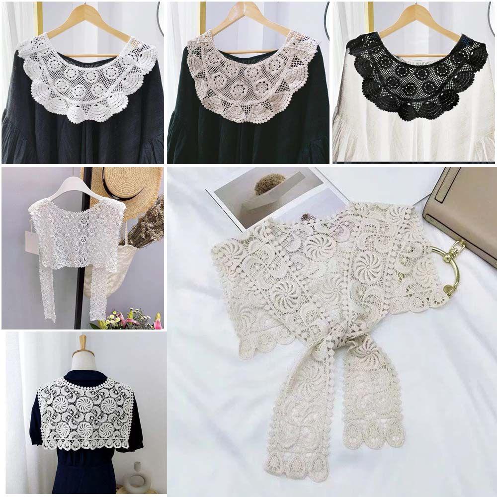 Cổ Áo Ren Giả Thêu Hoa Mini Chống Nắng Đa Năng Dễ Tháo Rời Cho Nữ
