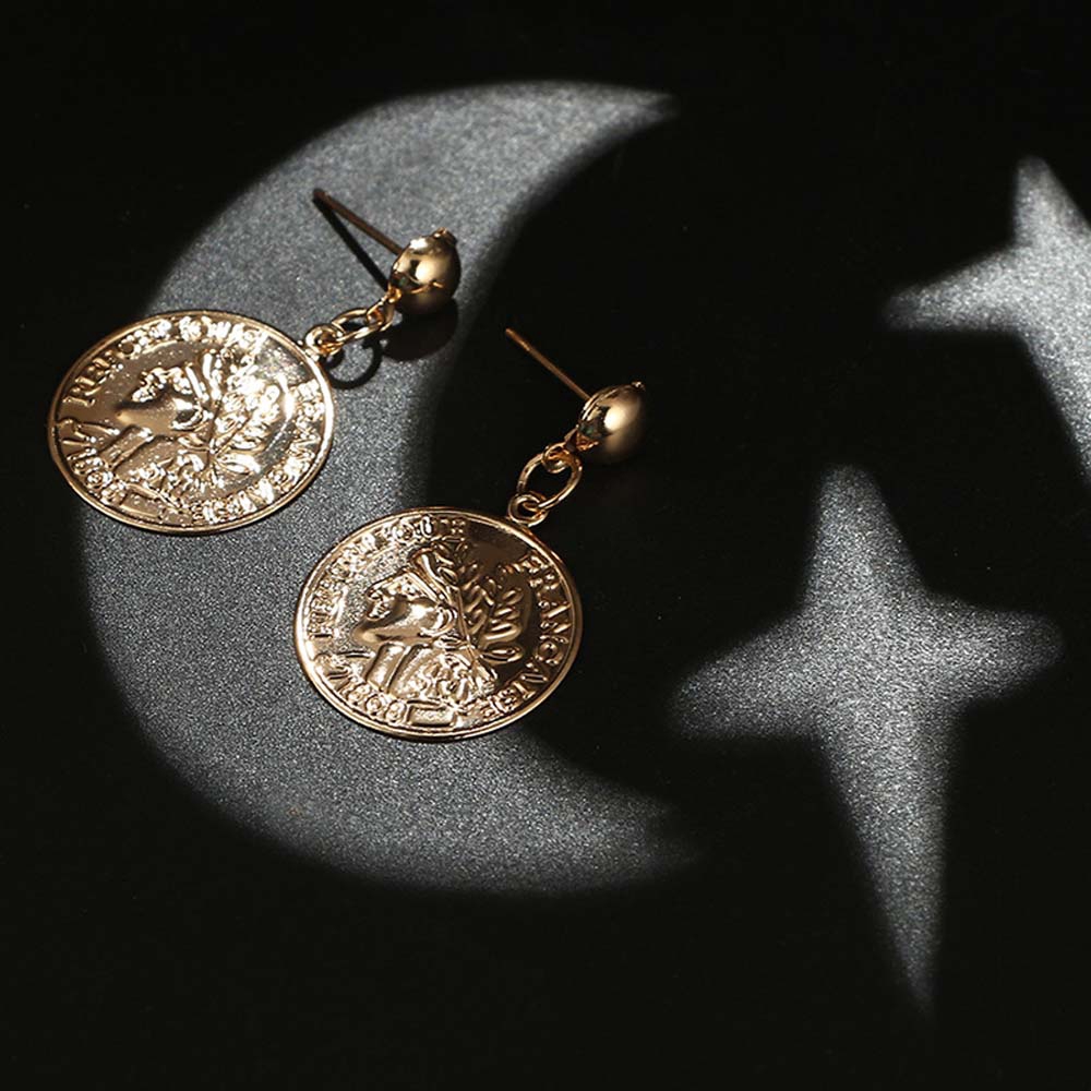 Khuyên Tai Kim Loại Hình Đồng Xu