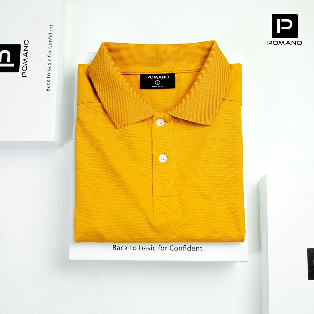 Áo thun POLO nam cổ bẻ vải cá sấu Cotton xuất xịn, thiết kế phong cách sang trọng lịch lãm Vàng POMANO