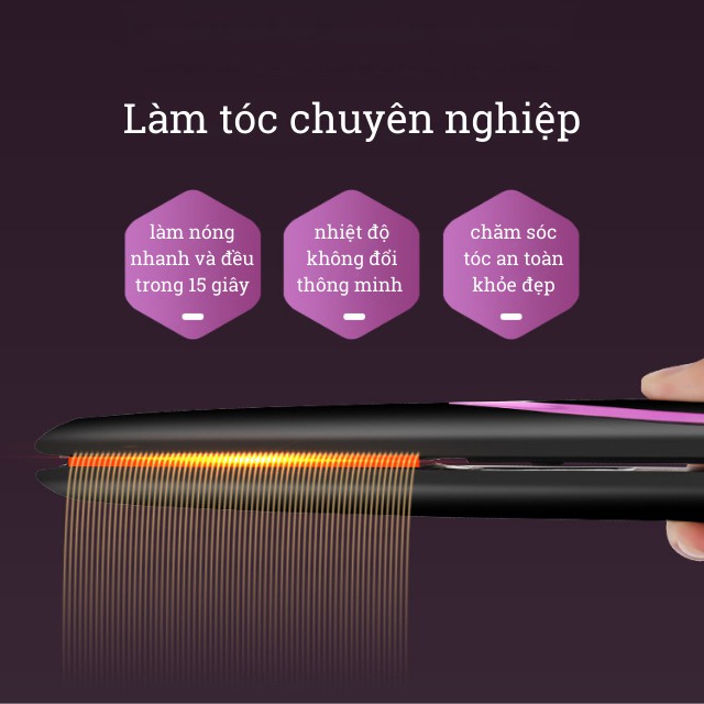 [Tạo Kiểu Đẹp] Máy Duỗi Tóc Là Ép Uốn Kẹp Thẳng Làm Xoăn Tóc Mini Điều Chỉnh 4 Mức Nhiệt Haoge